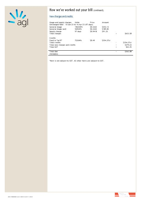 Australia AGL electricity account energy utility bill Word and PDF formats